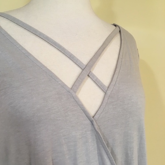 Strappy Cross Front High Low Super Soft 3/4 Sleeve Knit Top - Picture 5 of 8